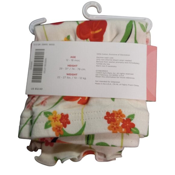 Gymboree 12-18 month Bike Shorts Flowers Tropical Paradise Butterflies Cream NEW - Picture 3 of 4